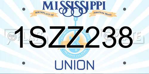 1SZZ238 Mississippi License Plate