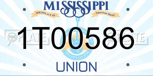 1T00586 Mississippi License Plate