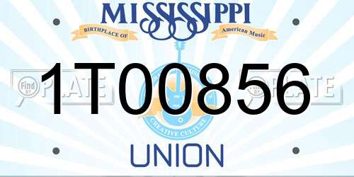 1T00856 Mississippi License Plate