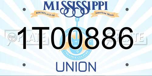 1T00886 Mississippi License Plate