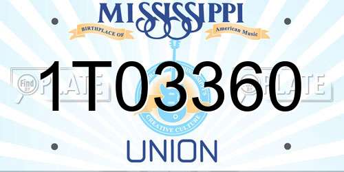 1T03360 Mississippi License Plate
