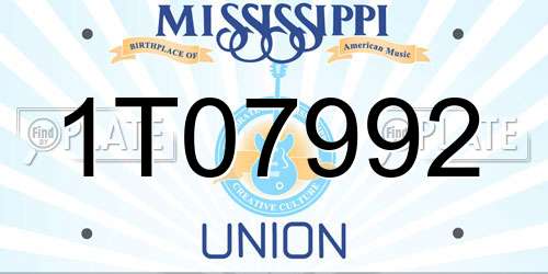 1T07992 Mississippi License Plate