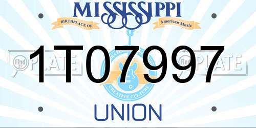 1T07997 Mississippi License Plate