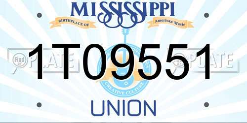 1T09551 Mississippi License Plate