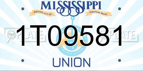 1T09581 Mississippi License Plate