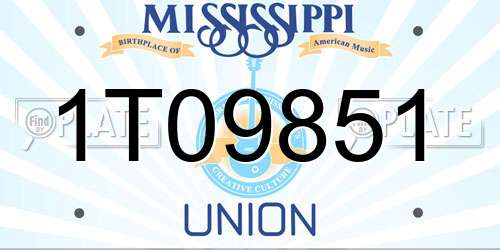 1T09851 Mississippi License Plate