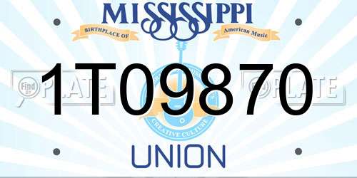1T09870 Mississippi License Plate