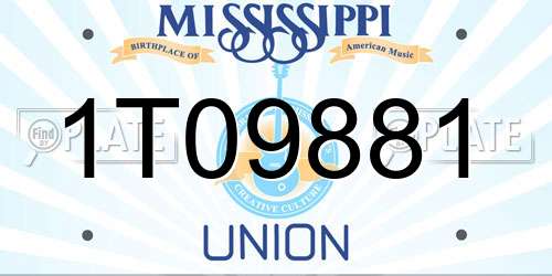 1T09881 Mississippi License Plate