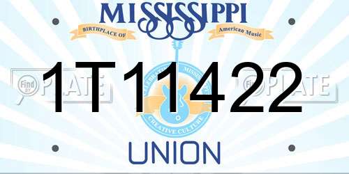 1T11422 Mississippi License Plate