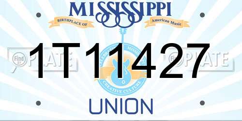 1T11427 Mississippi License Plate