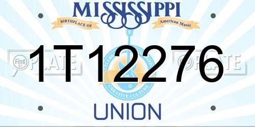 1T12276 Mississippi License Plate