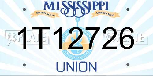 1T12726 Mississippi License Plate