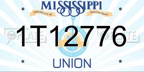 1T12776 Mississippi License Plate
