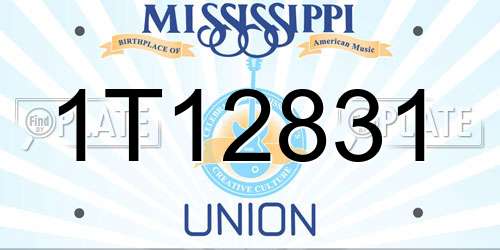 1T12831 Mississippi License Plate
