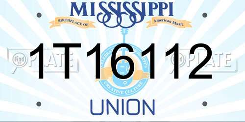1T16112 Mississippi License Plate