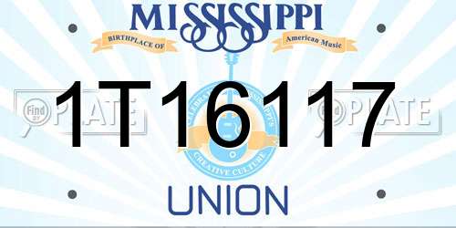 1T16117 Mississippi License Plate