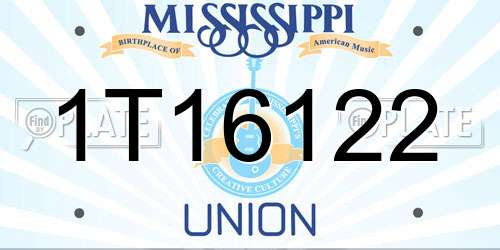 1T16122 Mississippi License Plate