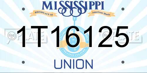 1T16125 Mississippi License Plate