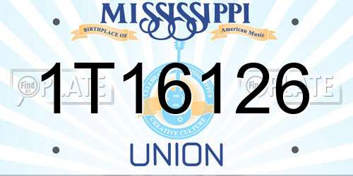 1T16126 Mississippi License Plate