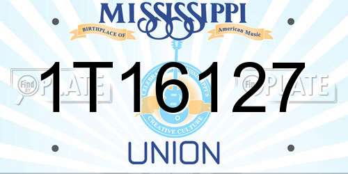 1T16127 Mississippi License Plate