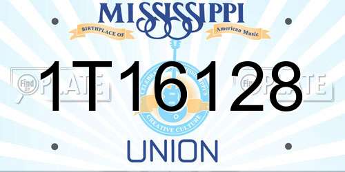 1T16128 Mississippi License Plate