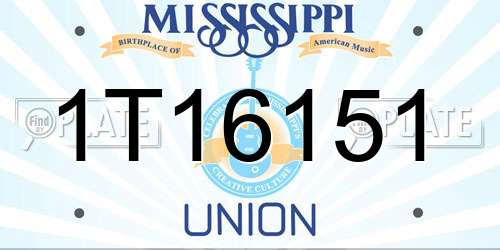 1T16151 Mississippi License Plate
