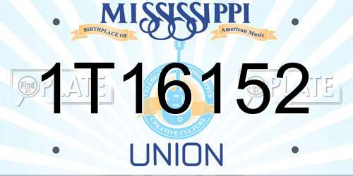 1T16152 Mississippi License Plate