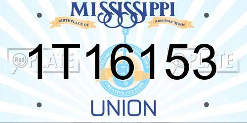 1T16153 Mississippi License Plate