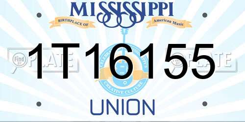 1T16155 Mississippi License Plate