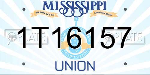 1T16157 Mississippi License Plate
