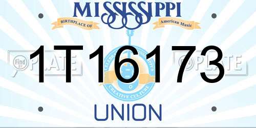 1T16173 Mississippi License Plate