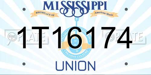 1T16174 Mississippi License Plate