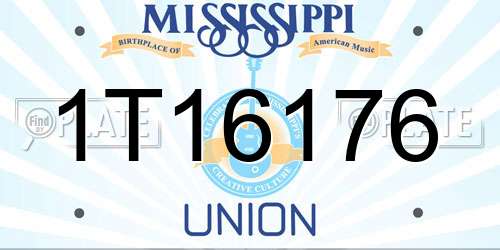 1T16176 Mississippi License Plate