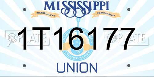 1T16177 Mississippi License Plate