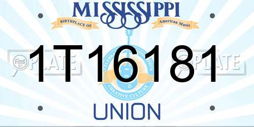 1T16181 Mississippi License Plate