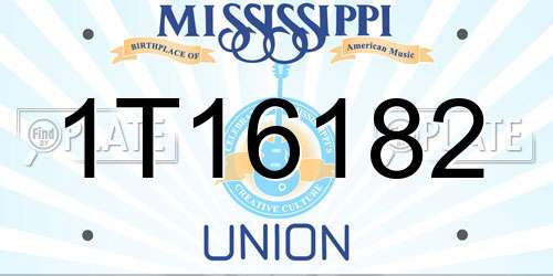 1T16182 Mississippi License Plate