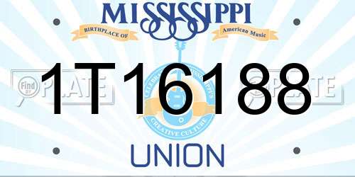 1T16188 Mississippi License Plate