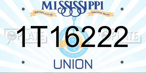 1T16222 Mississippi License Plate