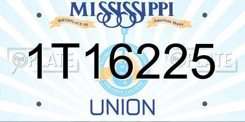 1T16225 Mississippi License Plate