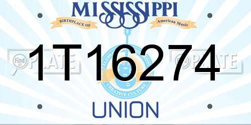 1T16274 Mississippi License Plate