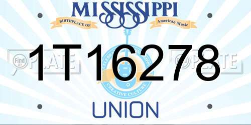 1T16278 Mississippi License Plate