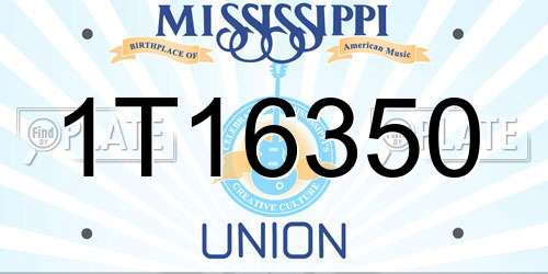 1T16350 Mississippi License Plate