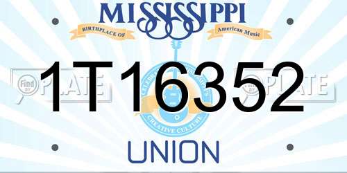 1T16352 Mississippi License Plate