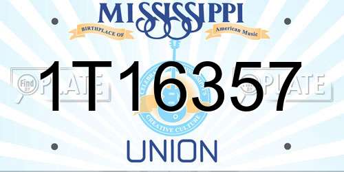 1T16357 Mississippi License Plate