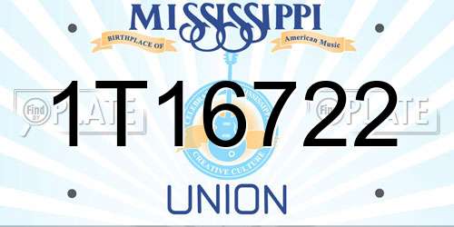 1T16722 Mississippi License Plate