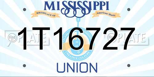 1T16727 Mississippi License Plate