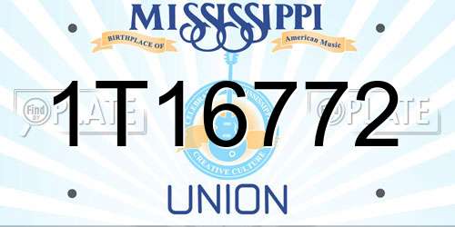 1T16772 Mississippi License Plate
