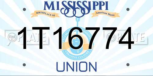 1T16774 Mississippi License Plate