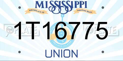 1T16775 Mississippi License Plate