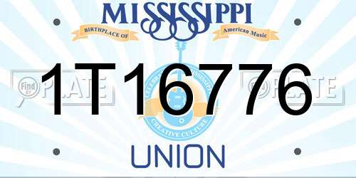 1T16776 Mississippi License Plate
